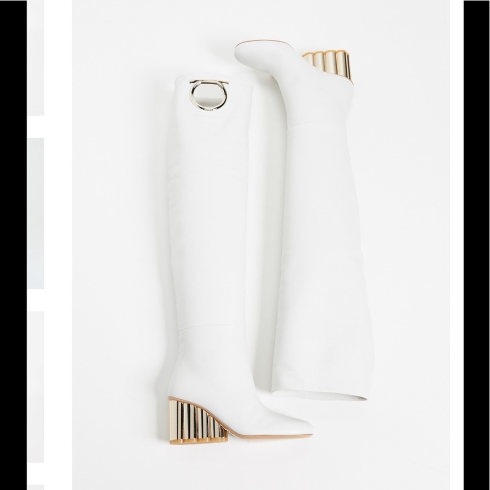 Salvadore Ferregamo over the knee leather white boots!!